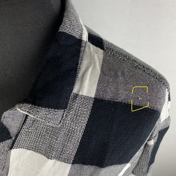 Bella Dahl XS Plaid Collared Button Up Front & Back Hi-Lo Fringe Hem Top - Picture 4 of 12